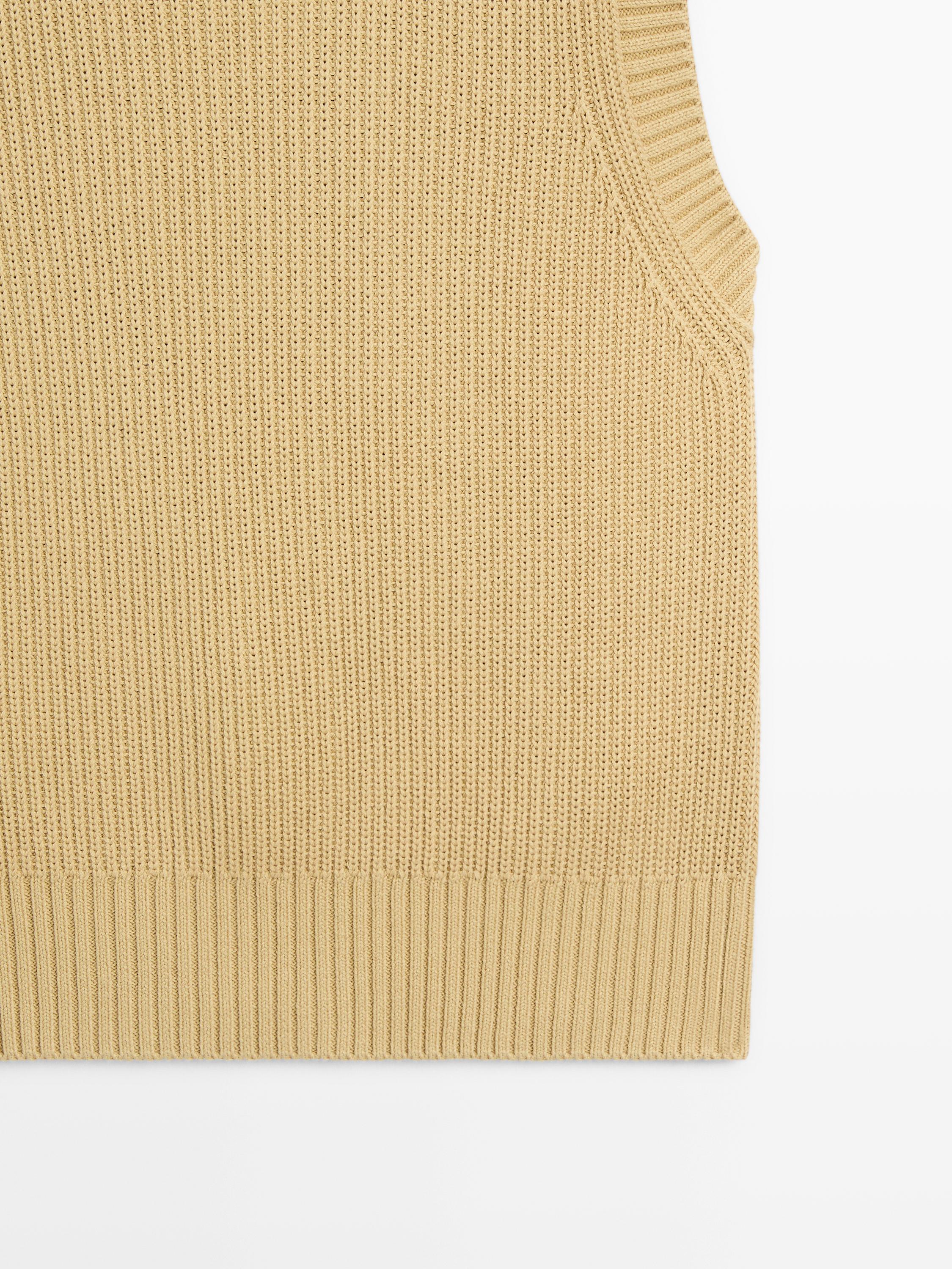 Veste sans manches en maille de coton à col rond